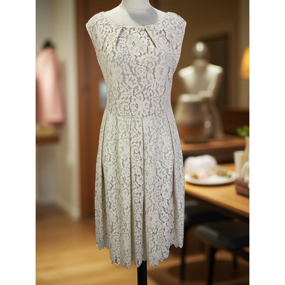 Vintage Trussardi Collection Cream Lace Dress‎ Italian Designer Fit & Flare US 6